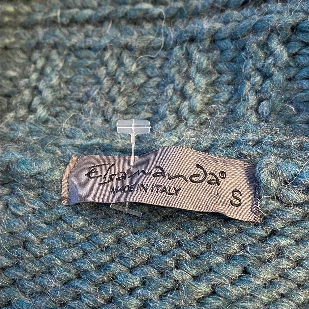 Elsamanda Knit Sweater Tie closure Ruffle or Shawl Collar Wool Alpaca Italy - Picture 3 of 17